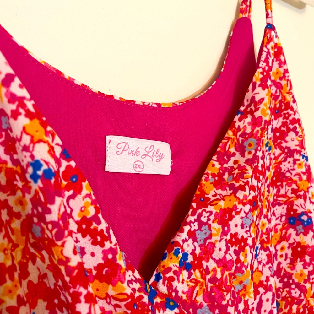 Pink Lily Short Floral Dress, New w/o Tags (2XL)